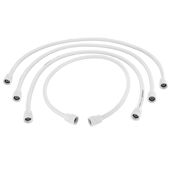 4-Pack 18" PTMT Braided Pipe with Glassy Nut, Polytrimethylene Terephthalate, Star White, Corrosion-Resistant, Anti-Scaling, High-Temperature Resistant, Durable Plumbing Connection Solution