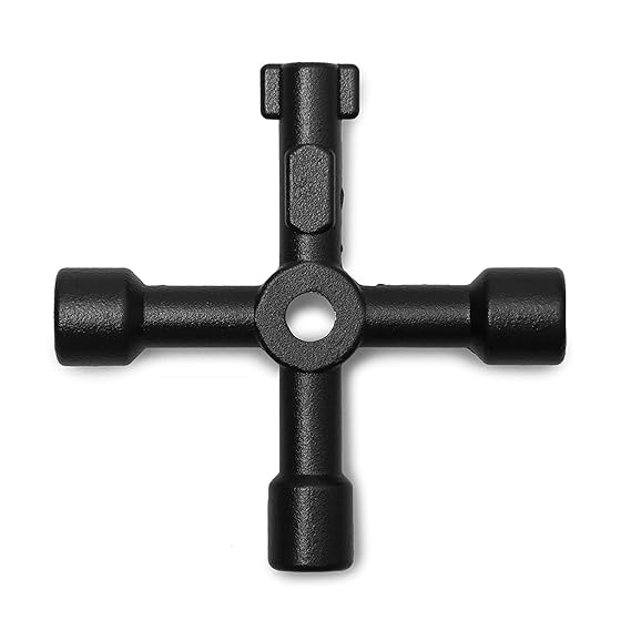 4-In-1 Key Wrench Multifunction Electric Control Box Utility Key Set/Elevator Door Valve Plumbing Cross Ratchet Wrench - Box End